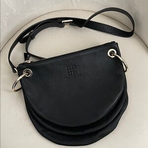 Tic Tac Toe Moon Pebbled Leather Crossbody Bag